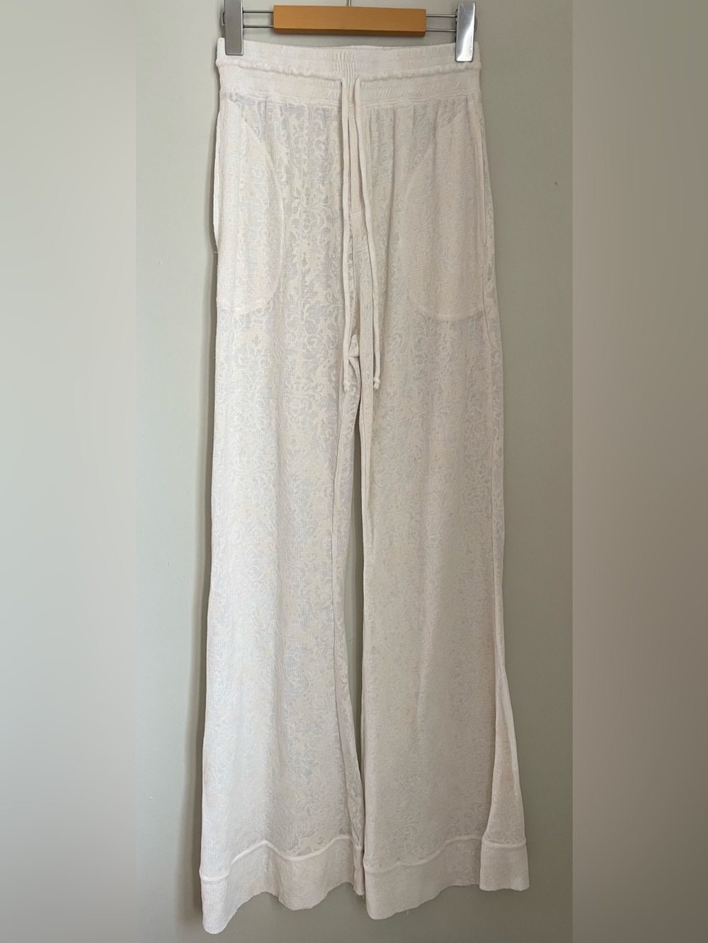 Free People Intimately Cozy Cool Girl Lounge Pants Size XS Boho Sheer Waffle - Picture 2 of 11